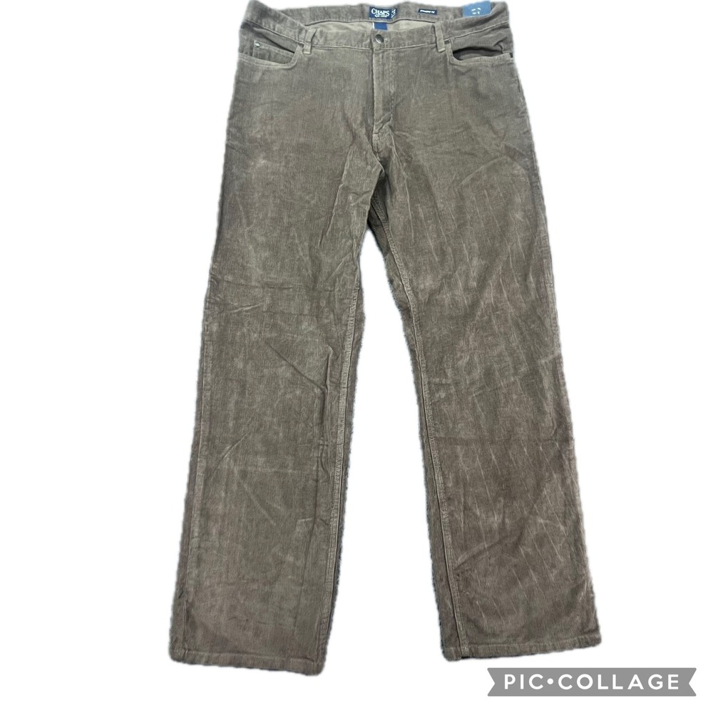 Chaps Ralph Lauren Mens Corduroy Pants 40x32 Straight Fit Brown Casual Classic